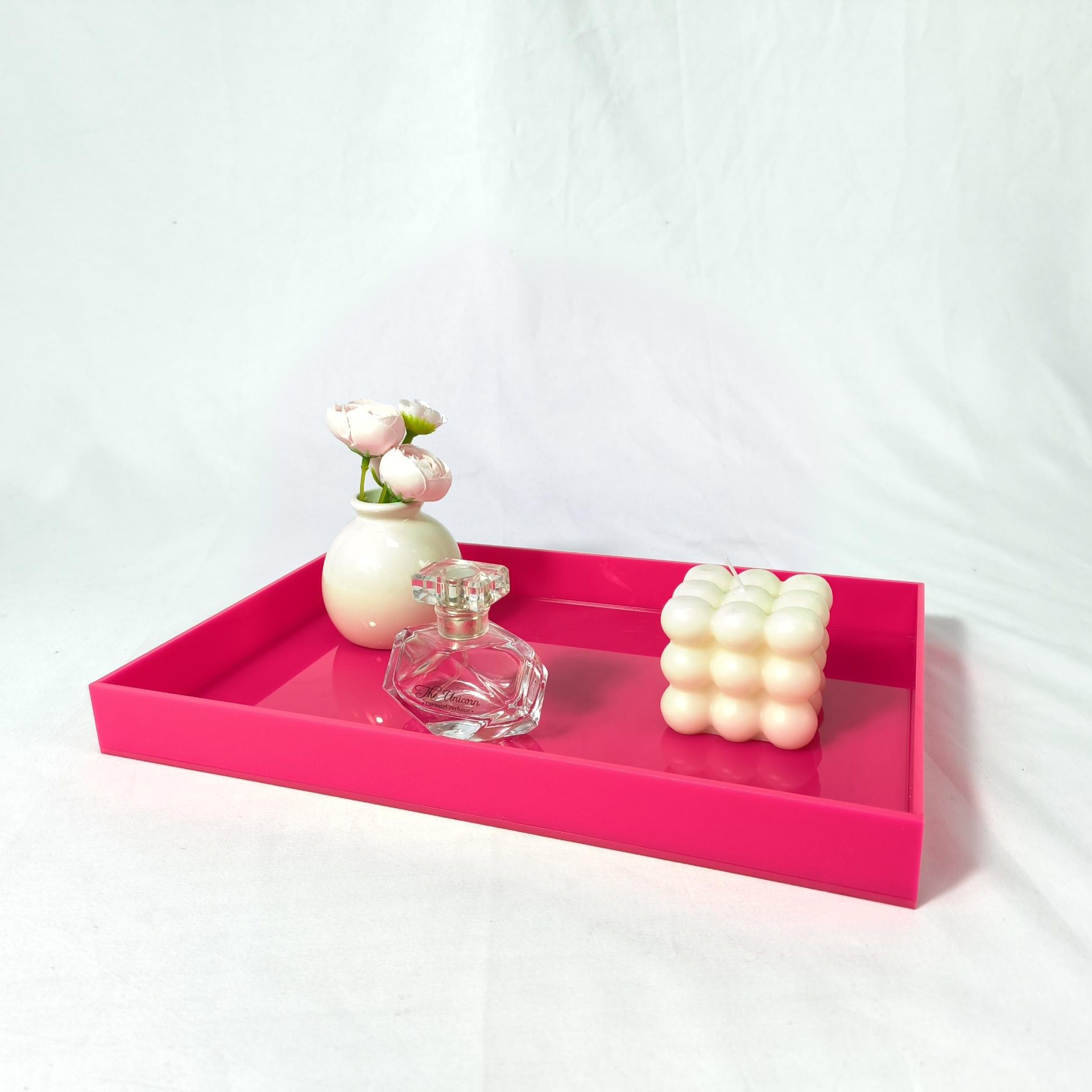 Image of 1pc Acrylic Bathroom Tray, 11.8 X 7.9 Inches (. 30 X 20 Cm) Cosmetic Organizer, Suitable For Home, Soap Dispenser, Aromatherapy, Cups, And Candles, Easy To Clean, Bathroom Trays