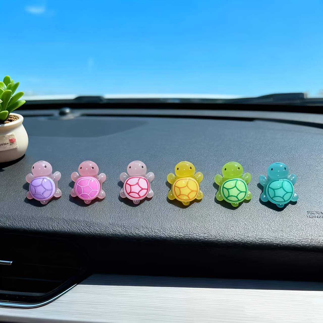 6pcs -the-dark Car Decorations - Fluorescent Glow Under Uv/blacklight, Cute Shells For Dashboard Center Console & Night Driving, For & Pets (no Laser)