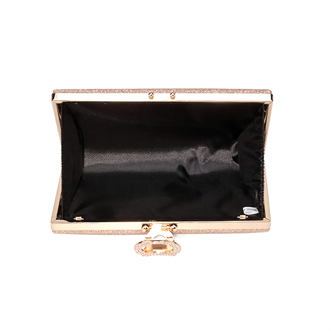 Mini Glitter Rhinestone Chain Link Hard Case Clutch Bag