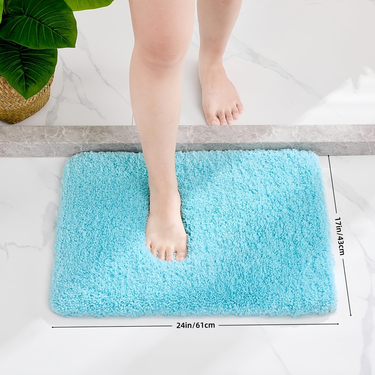 E-shop Weißer Arktischer Samt Badteppich 20X32 Rutschfeste Flauschige Badematte für Badezimmer, Küche und Schlafzimmer Bodenbelag, Waschbarer Plüsch