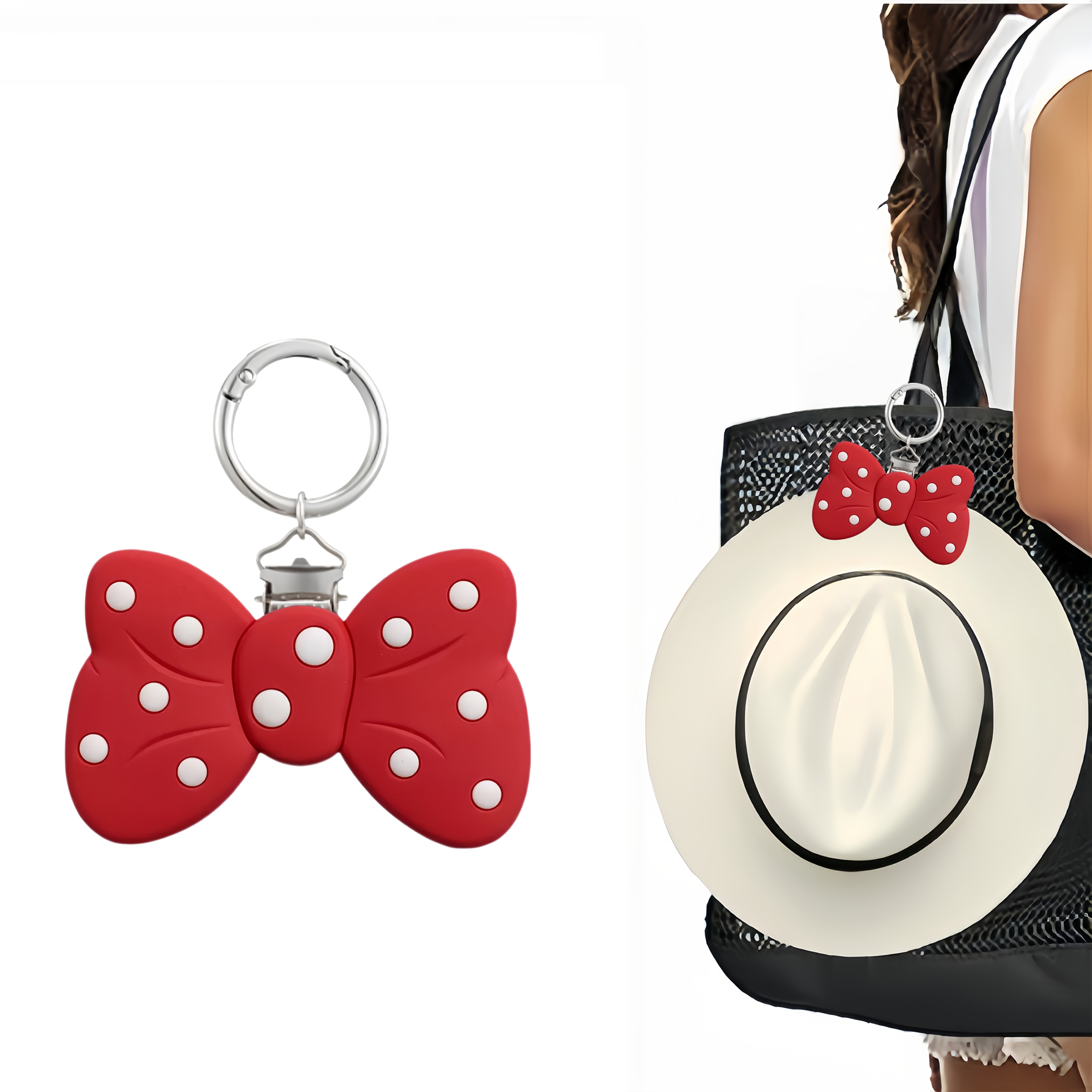 TEMU New Cute Cartoon Bow-shaped Silicone Hat Clip, Portable Hat Storage Organizer, Bag Hook Accessory, Anti-loss Hat Holder, Essential For , Travel,
