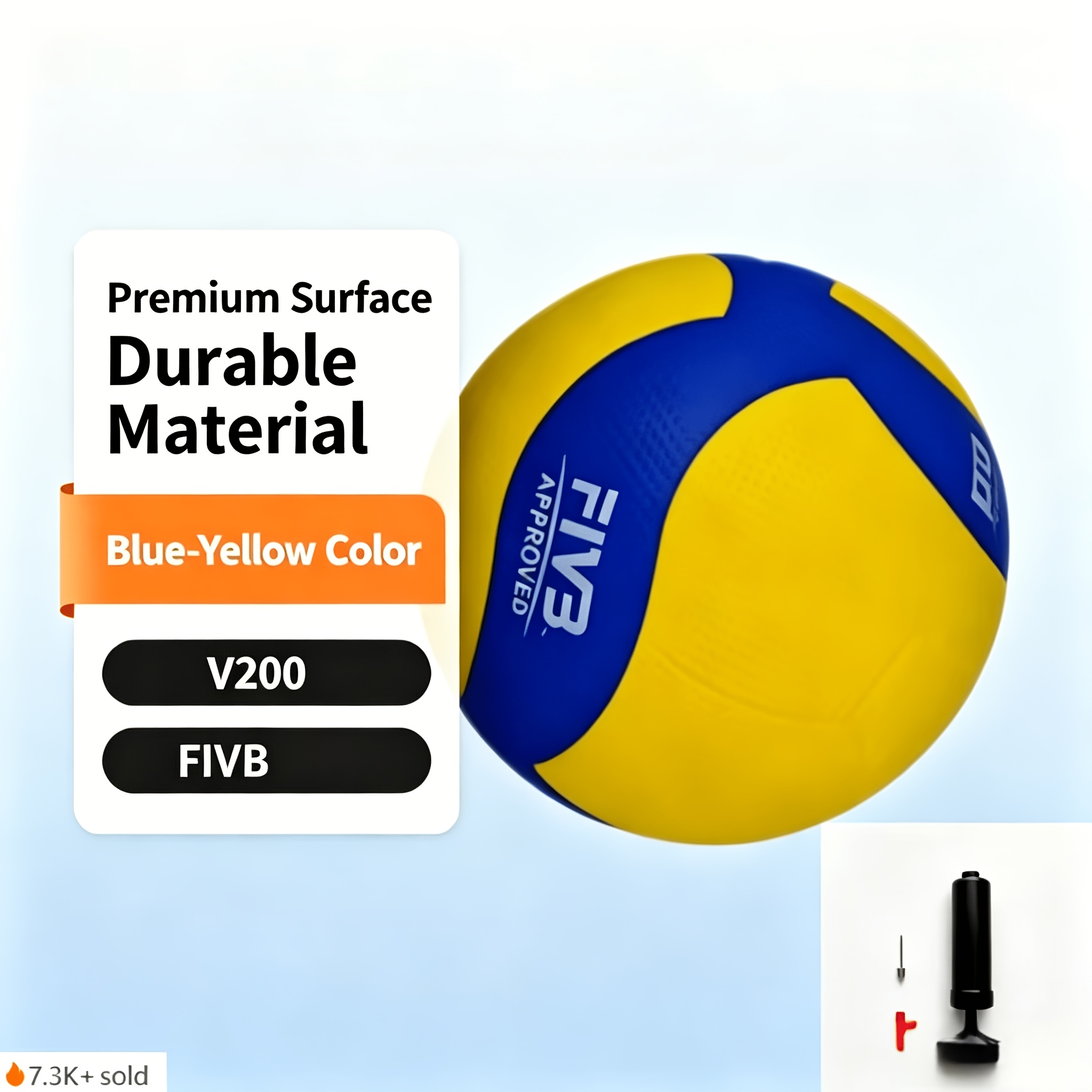 TEMU 1pc Beach Outdoor Sports Training Mock Leather Pvc Material Volleyball With Air Pump, Volleyball Training