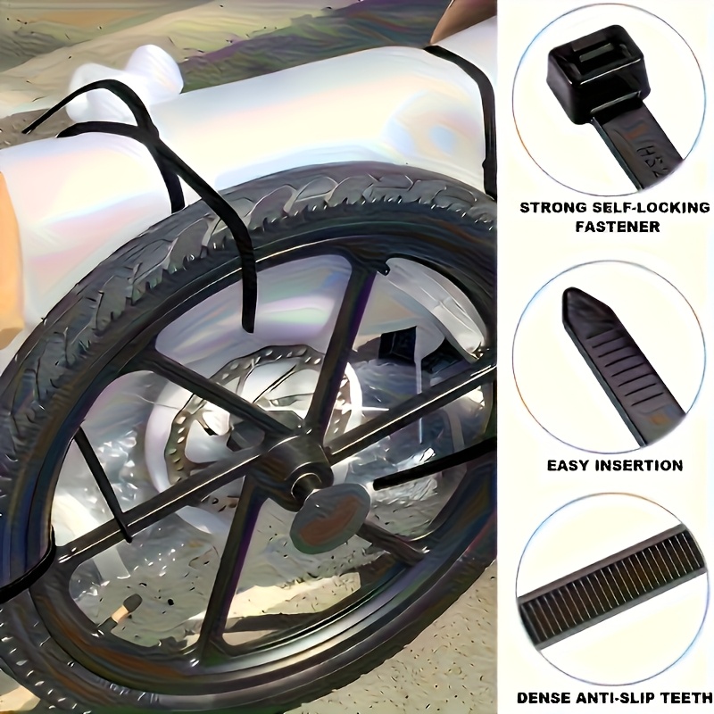 300 piezas de correas de nylon industriales de alta resistencia, antideslizantes y ajustables, multiusos de 10.16/15.24/20.32 cm, para muebles de exterior y jardinería, con hebillas de trinquete negras, duraderas y resistentes a todas las condiciones climáticas