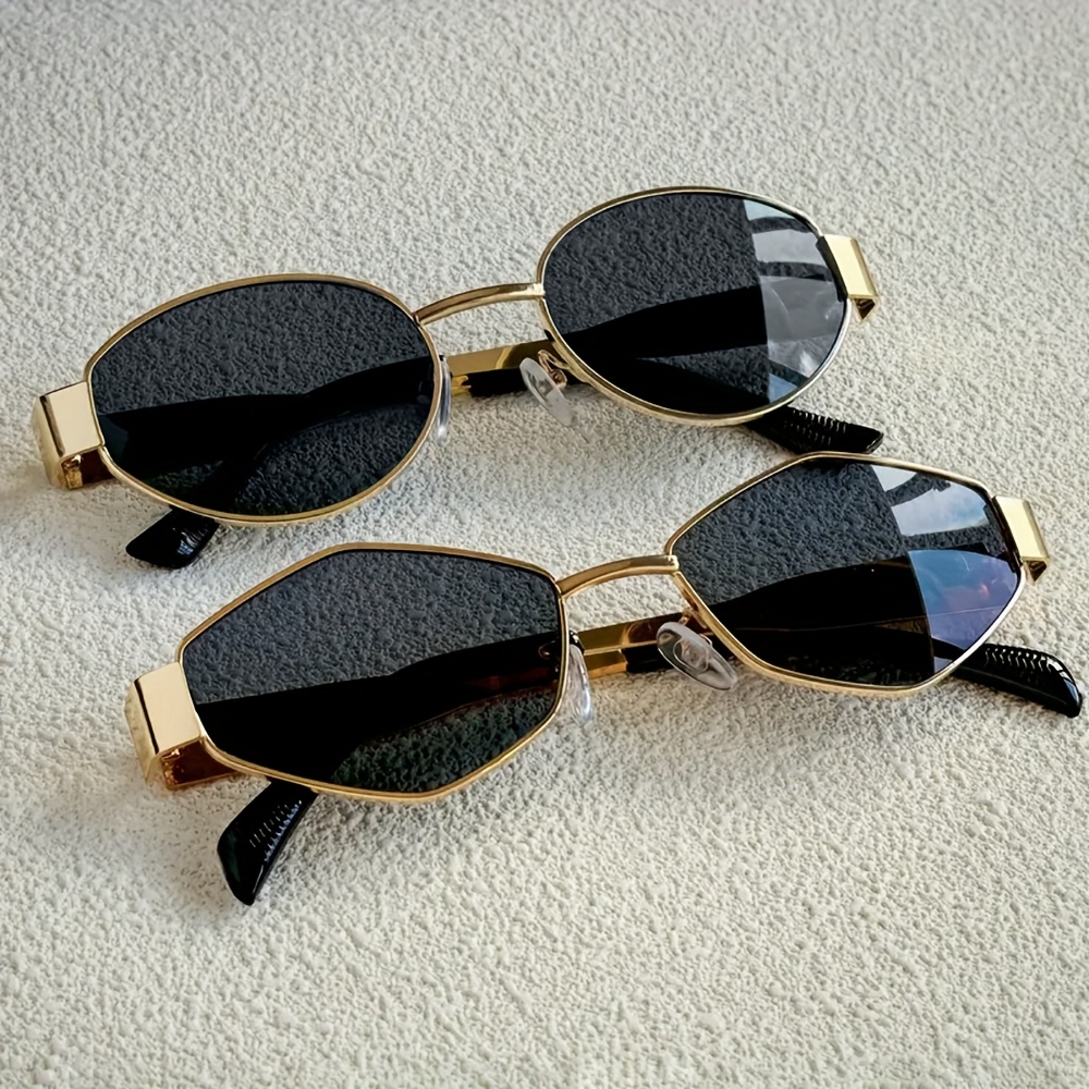 Of Fashionable Oval Diamond-shaped Ladies' Glasses, Metal Frame Pc Lenses, Low-key Luxury