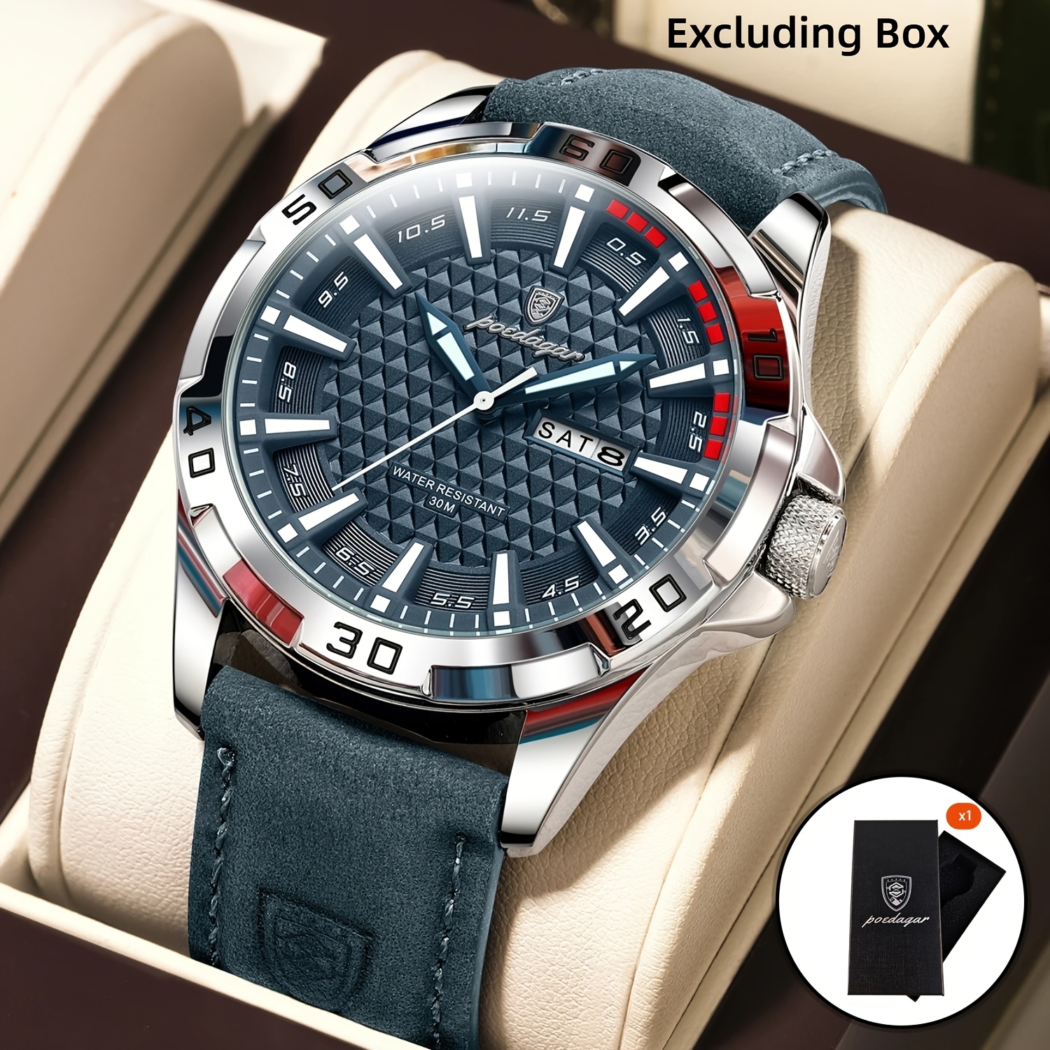 POEDAGAR Luxury Sports Calendar Waterproof Casual Men's Quartz Watch, Everyday Watch, Fitness Tracking, Sleek Timepiece, Stylish Wristwatch, Reliable Movement, Waterproof Timepiece, Date Display, Analog Watch, Active Men, Fashionconscious Men
