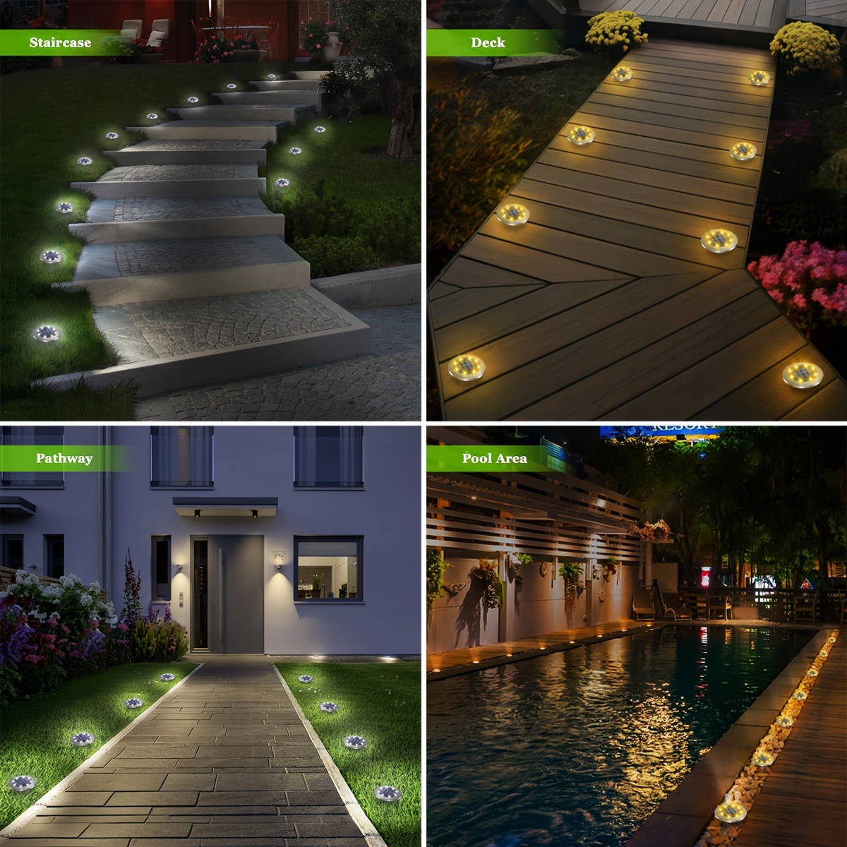 6-Pack Solar Step Lights – Cool White 6000K, Auto On/Off, IP65 Waterproof, Tough PC Shell For Driveway, Walkway, Deck, Patio & Garden