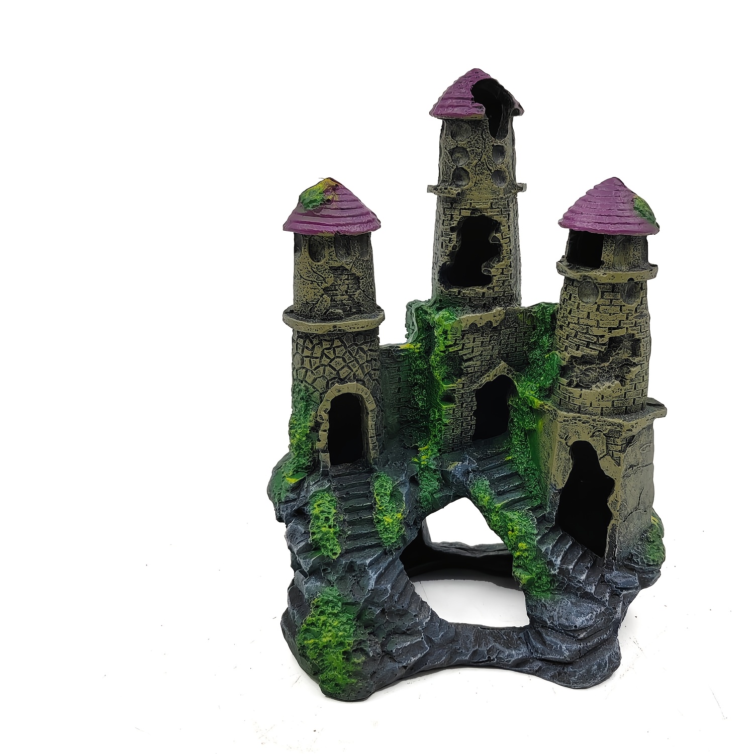 Fish Tank Scenery Castle, Realistic Ruins And Hiding Cave