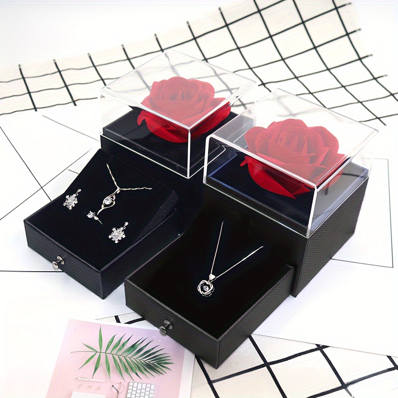 

1 Acrylic Box, Draw Storage, Easy To Take, Soft , Gift Box Packaging, Suitable For Rings, Necklaces, Earrings, Bracelets And Other Accessories, Valentine's Day, Christmas