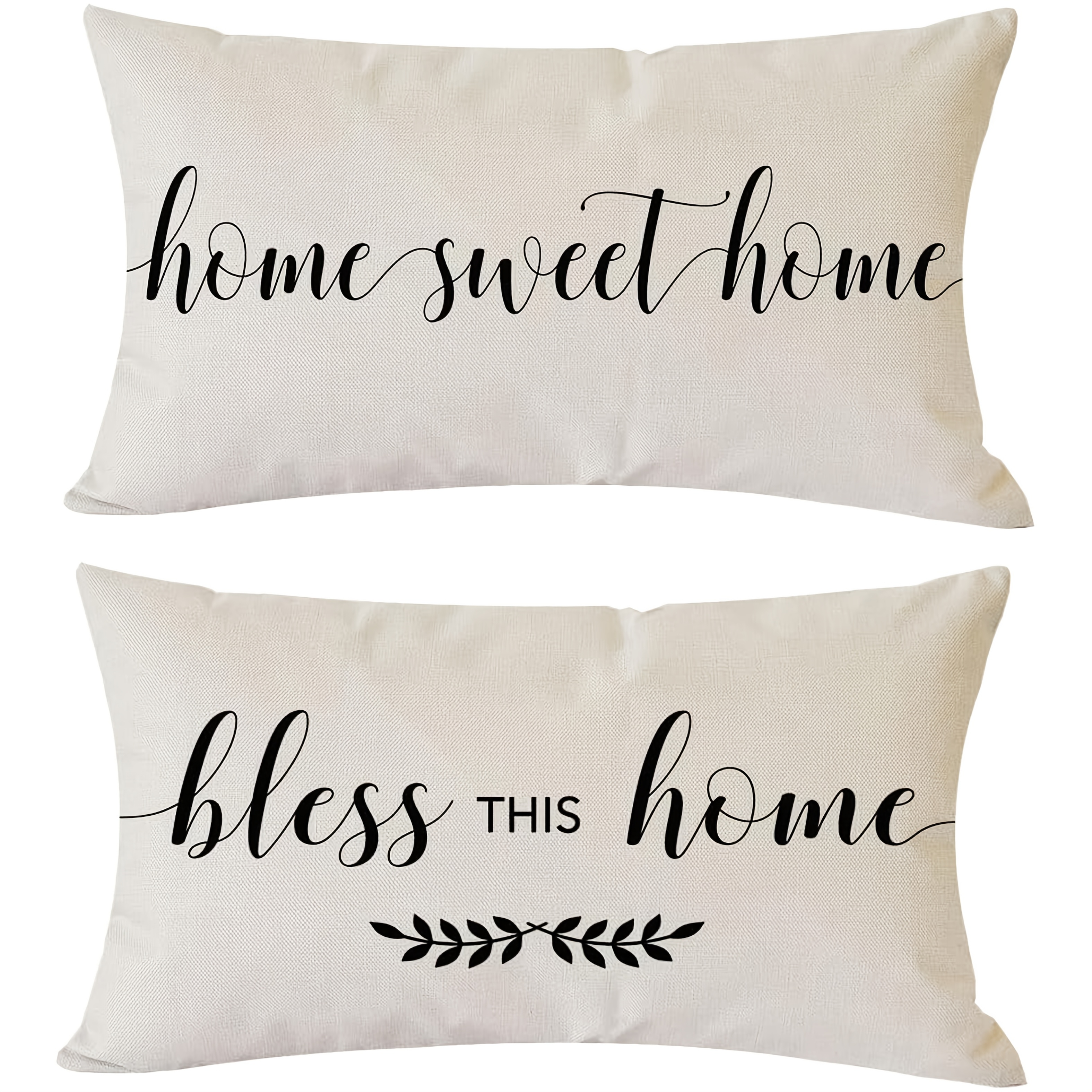 

2pcs Farmhouse Style Throw Pillow Covers, 12x20 Inch, ' This Home' & '' , Zippered, Machine Washable, Woven Polyester, With Inserts Not Included For Room Decor