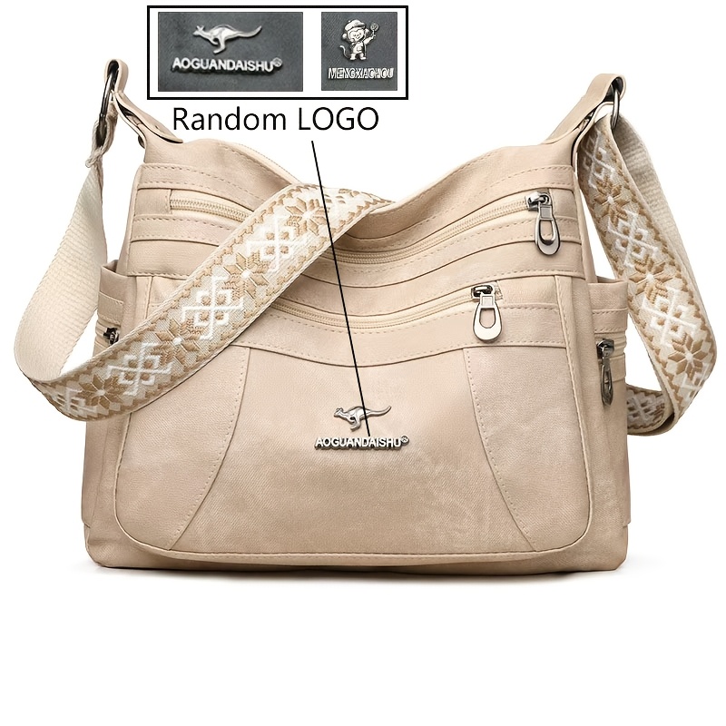 Image of Vintage Women's Shoulder Bag - Bohemian Style, Adjustable Strap, Solid Color, Zipper Closure, Lining - Ideal For Daily Use Or As A Gift, Novelty Wallet With Random Logo