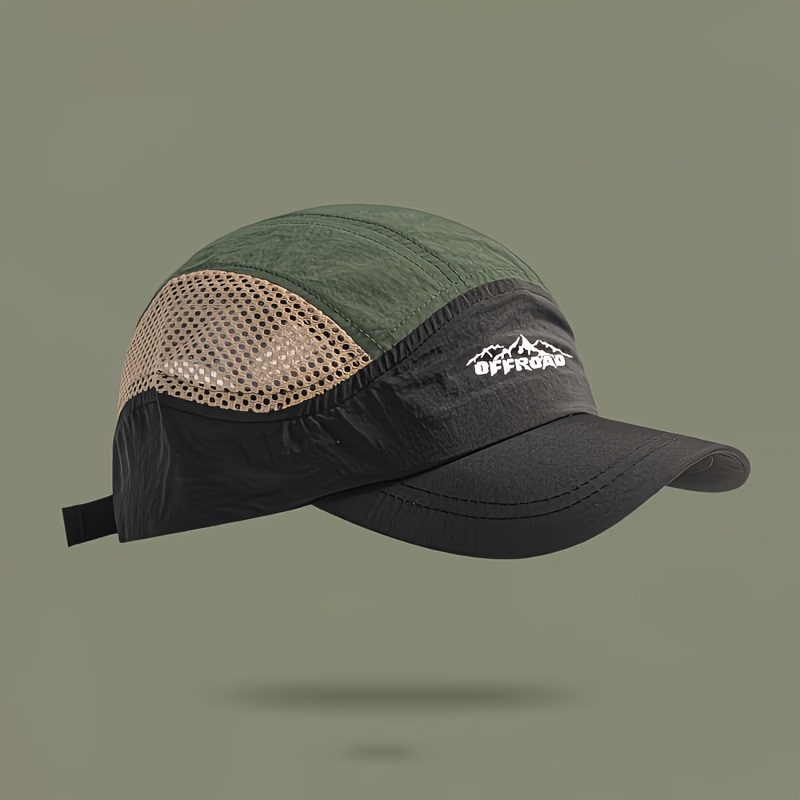 TEMU 1pc Color-block Quick-dry Lightweight Baseball , Unisex Wide Brim Outdoor Breathable Sun Hat Running - Adjustable