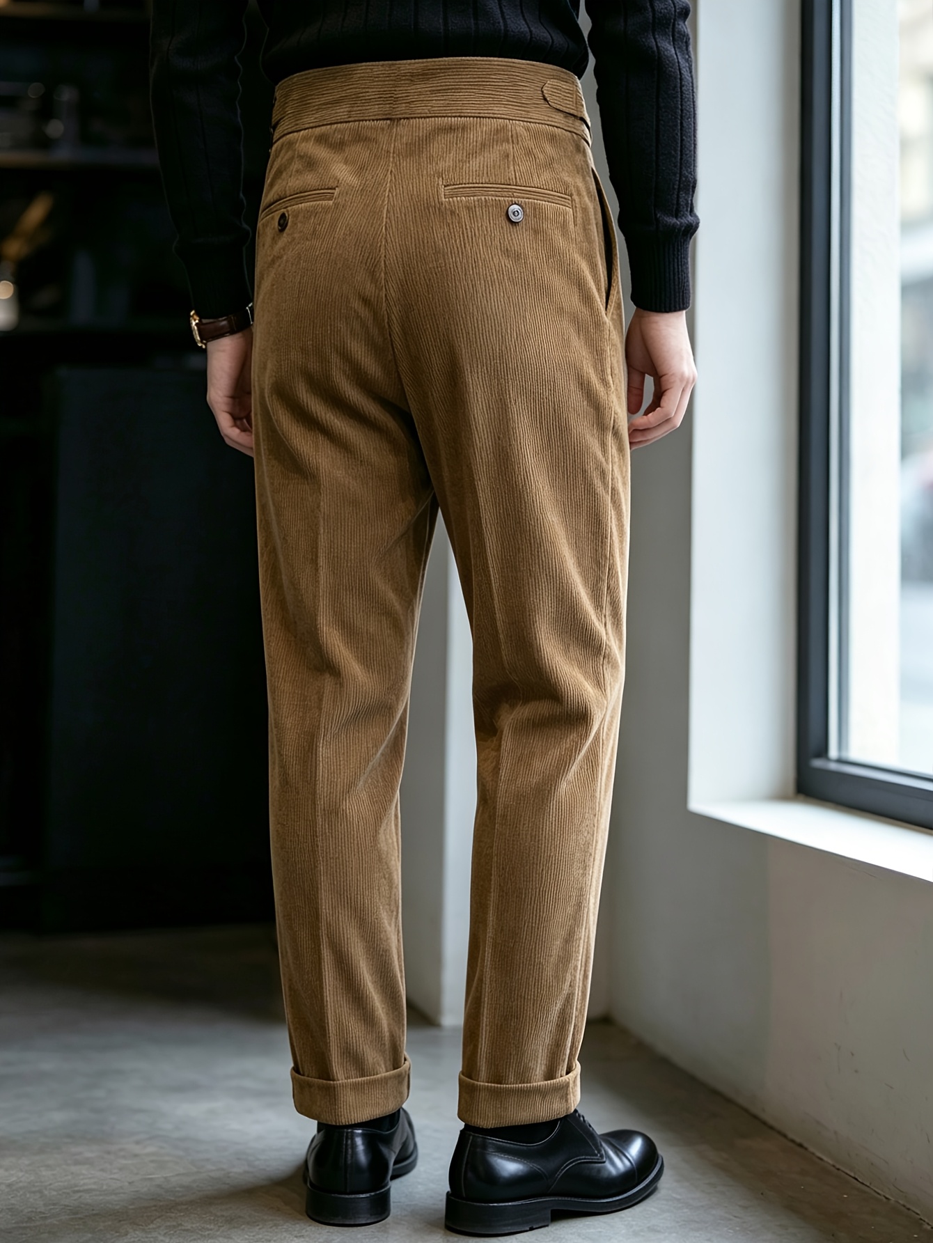 pantaloni da   formali  , nuovi per  /inverno, in velluto a   di tessuto a costine, stile business   ed elegante,    ,  , con bottoni sul  , fibbia paris, cintura a testa di  ,    ,    , adatti per lavoro  