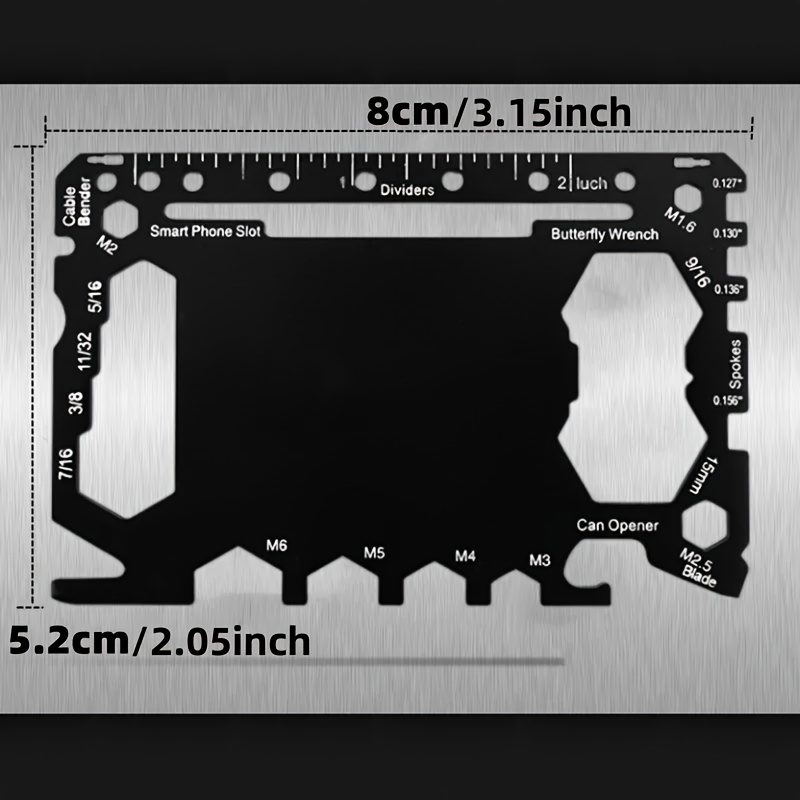 1pc Stainless Steel 46-in-1 Multi Tool Card, Pocket Size Edc Tool For Outdoor Camping, Compact Survival Gear With No Magnesium Rod/fire Starter, Black