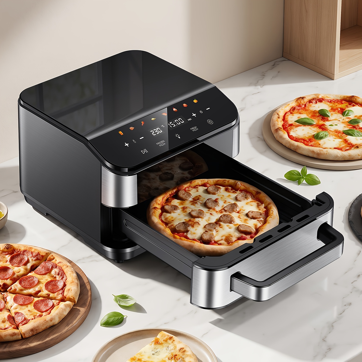 Image of Electric Oven Multi-functional Air Fryer Kitchen Supplies Menus Upper And Lower Heating (80-230°c) Frying Baking Cooking Oil-free Health 2200w