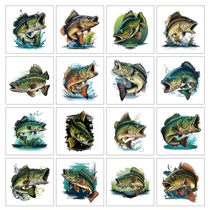 Image of 16pcs Skedimu Large Fish Temporary Tattoos Suitable For Parties, & Themed Events - Waterproof Long-lasting Fake Tattoo Stickers With Realistic Fish Designs, Body Art For &