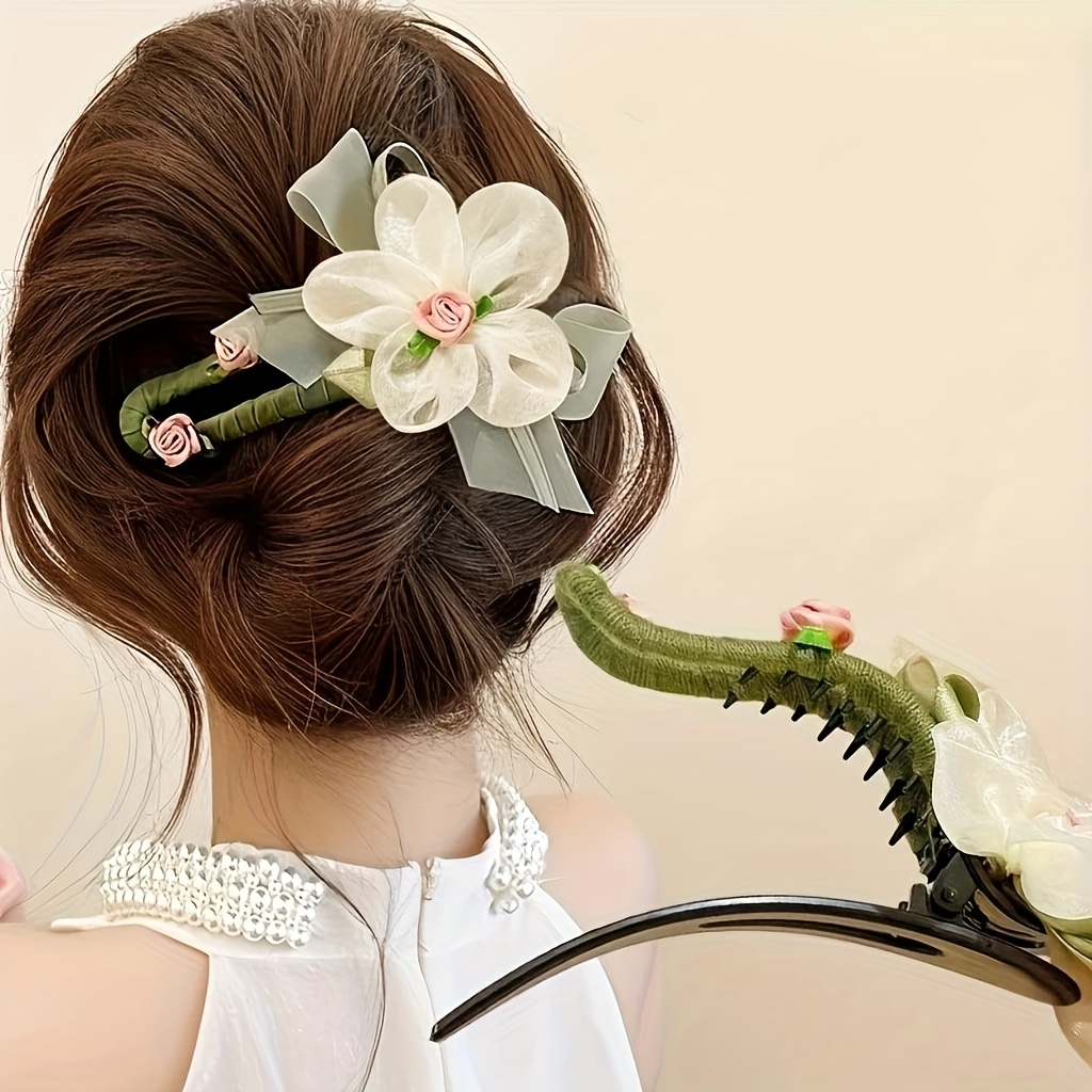 single elegant fabric flower hair clip   flat hairpin with secure hold for   hair casual special occasions color     hair accessory   hairpiece Product details 4
