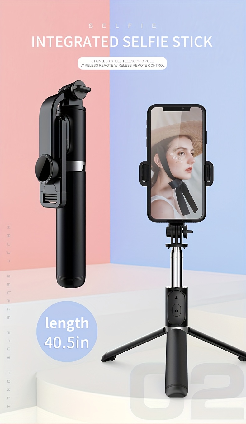 40-inch Extendable Phone Selfie Stick, Professional Floor Stand Designed for Live Streaming with Wireless Remote Control Smartphone Tripod, 360° Rotatable, Stable Anti-Shake Handheld Monopod Perfect for Travel and Outdoor Vlogging and Broadcasting, Suitable for iPhone/Android Smartphones