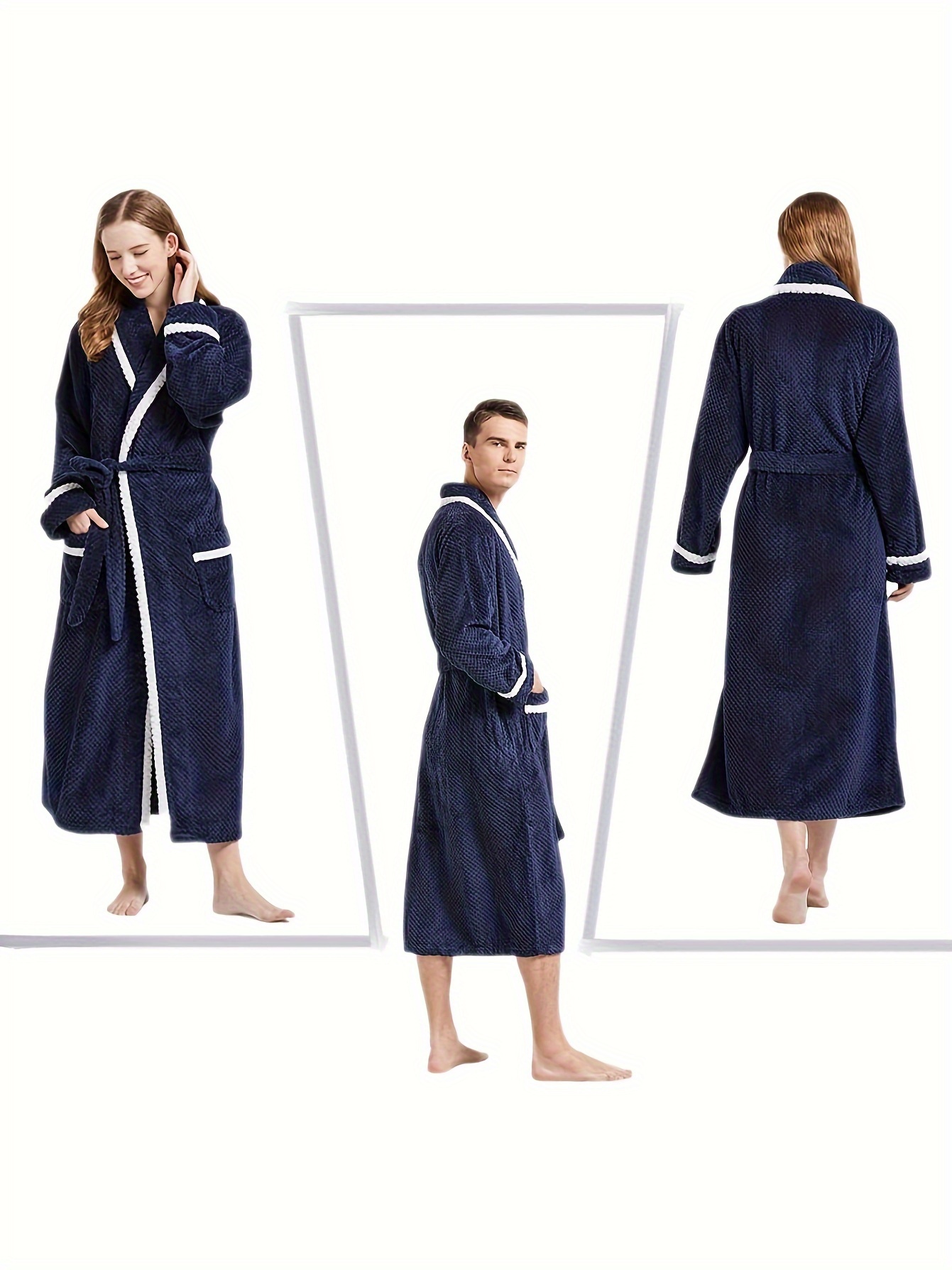 Hombre Batas De Franela Hombre Franela De Punto Acolchado Bata