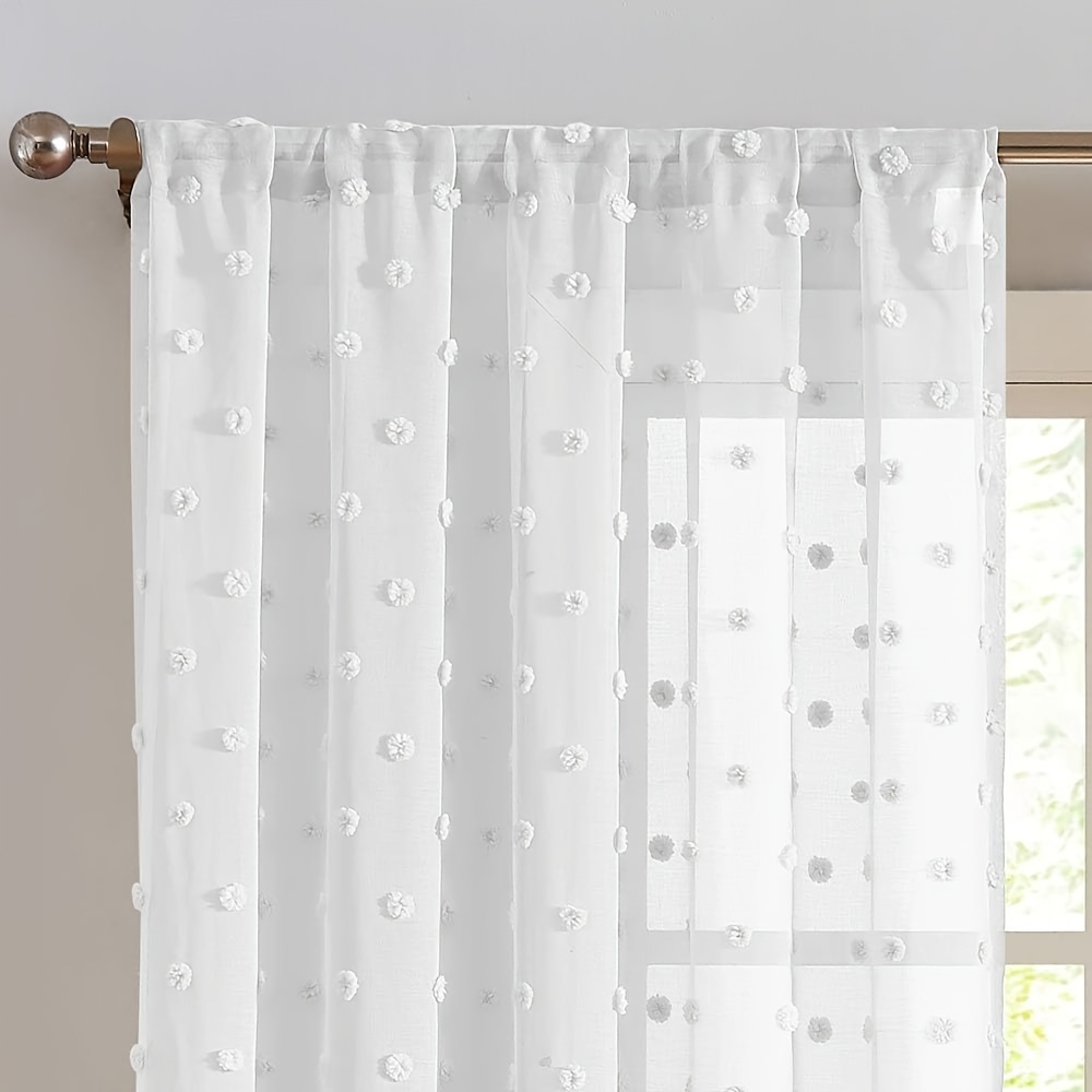 1pc European Style 3d Flocking Window Curtain Princess Room Curtain Suitable For Couple Hotel Window Decoration Living Room Light-transmitting Gauze Curtain