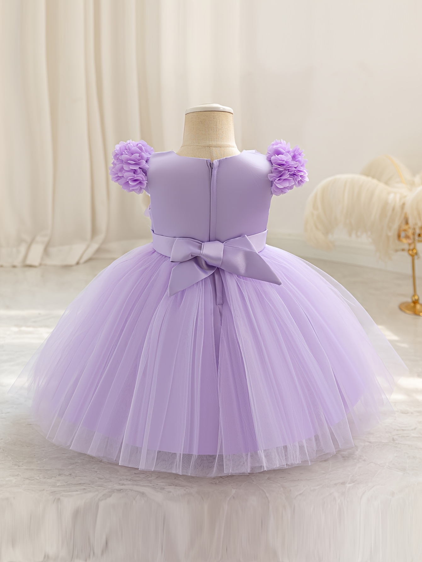 girls purple tulle dress sleeveless a line party Temu United