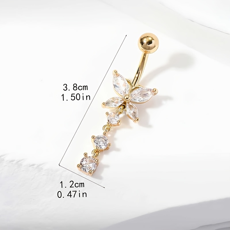 High-Quality Stainless Steel Butterfly Navel Ring, Hypoallergenic