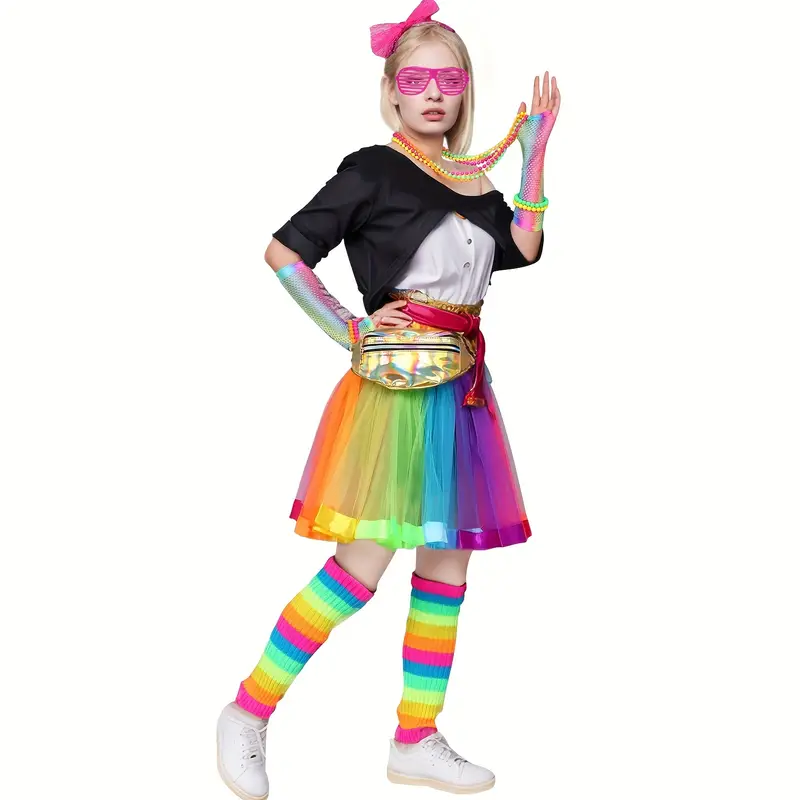 19pcs 80s outfit women fancy dress costume accessories 80s - Temu 19pcs 80s outfit women fancy dress costume accessories 80s - Temu