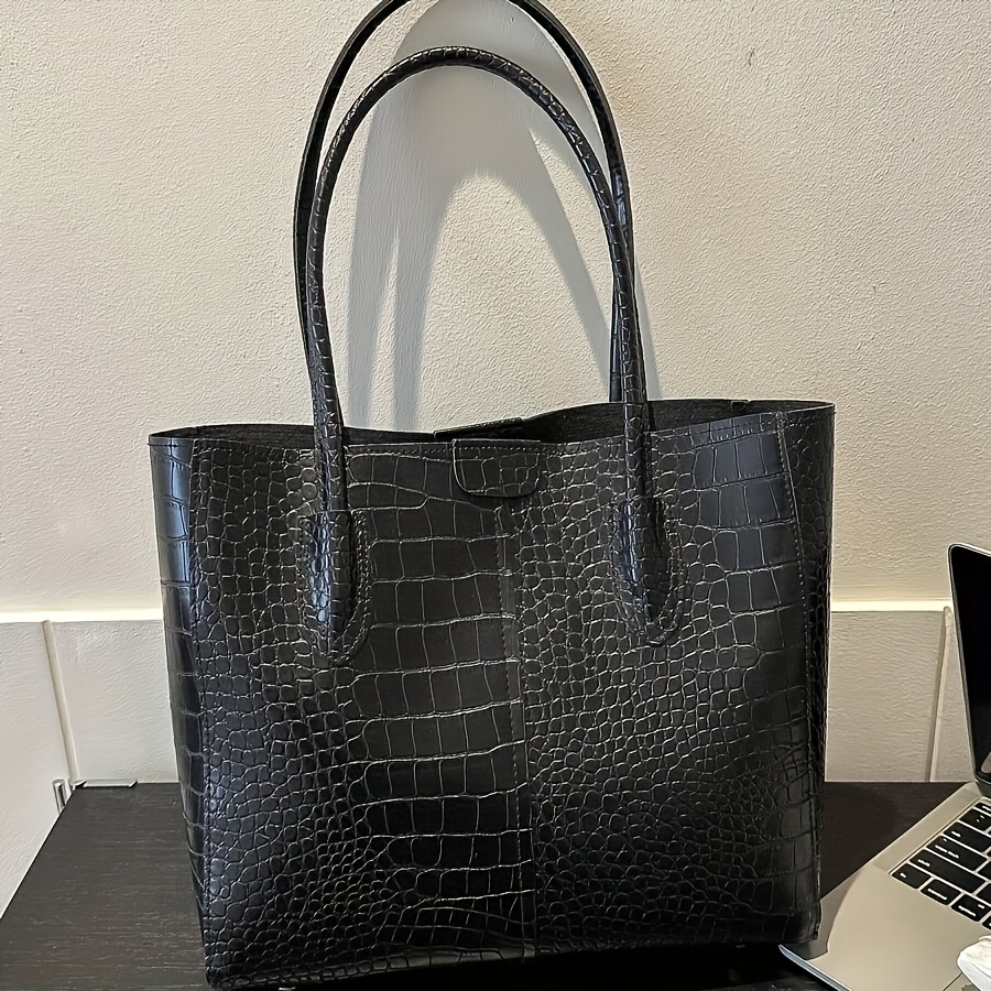 TEMU Trendy Large Capacity Bag, New Simple Casual Shoulder Bag, Spacious Commuter Tote Bag