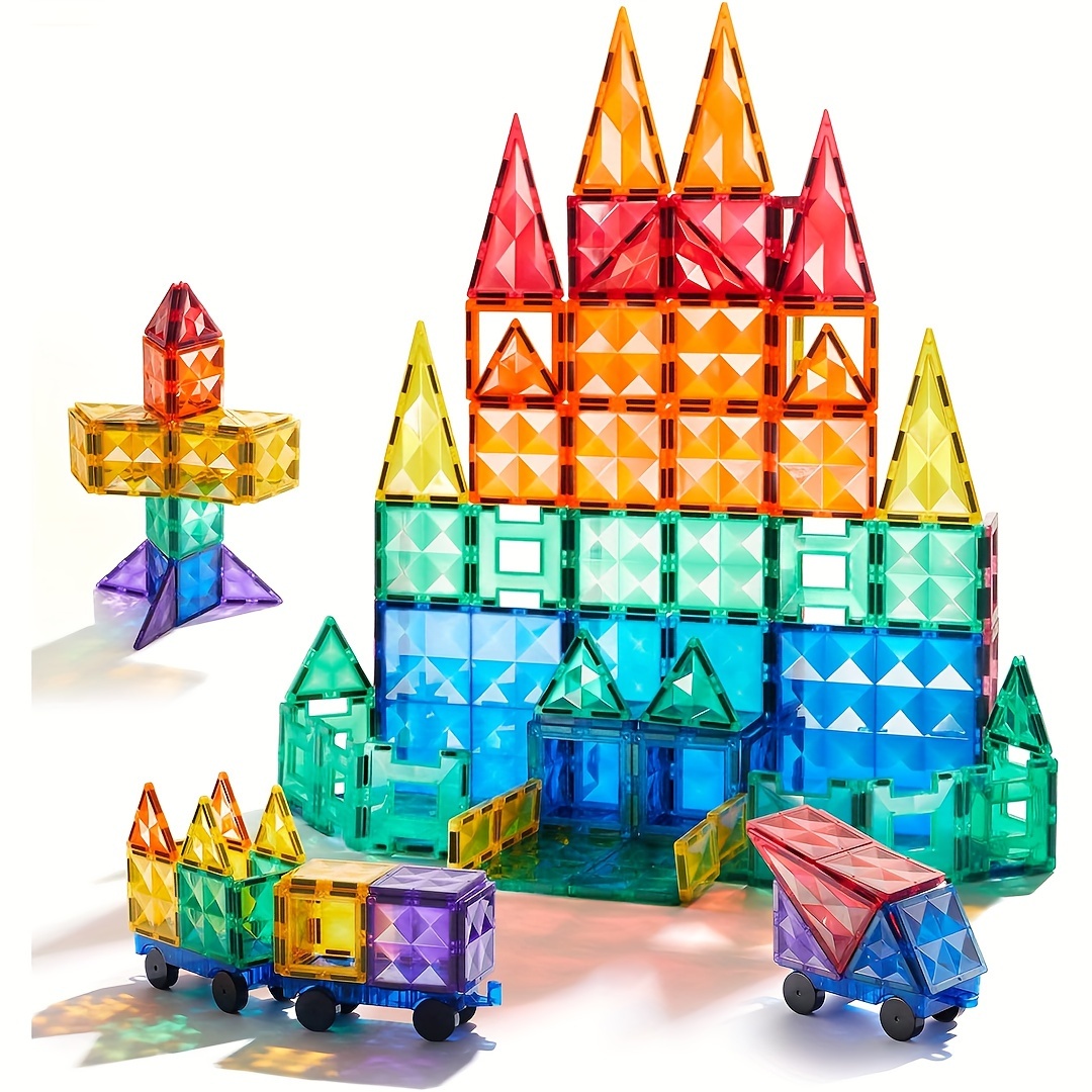 

Magnetic Tiles, 60pcs Magnetic Tiles Building Blocks, Stacking Building Set For Boys Girls, 3d Building Construction Preschool Learning Stem Sensory Educational Toys For Kids Age 3-5