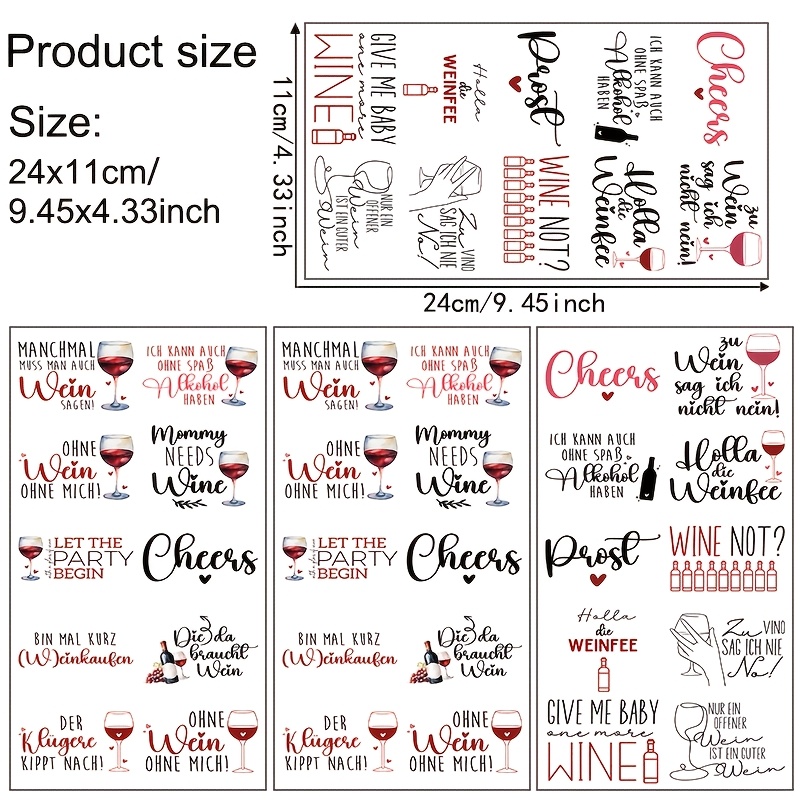 Image of 4pcs/set German Wine Theme Transfer Paper - Vibrant, Waterproof Uv Dtf Transfer, 16oz Suitable For Diy Crafts, Office Supplies | | Durable Plastic (cup Not Included, Only Transfer Paper Sold)