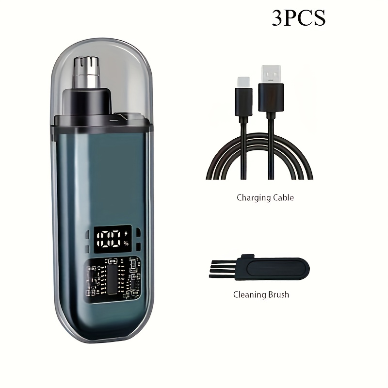 1pc recortadora de vello nasal y auricular con pantalla LED, adecuada para hombres y mujeres, sin dolor e inalámbrica USB rechargeable; cortapelos profesional doble filo - ()
