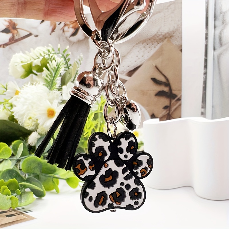 Bangle Key Ring Bracelet Key Chain Wristlet Keychain W Pom Leopard Snake  Black Brown Pink Cream Upgraded Gold Clasp Gift for Women 