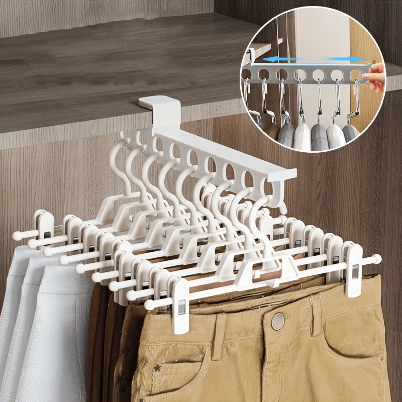 

1pc Pull-out Pants Rack, Space-saving Telescopic Wardrobe Storage, No-punch Installation, Expandable Pant Hanger Organizer For Bedroom, Bathroom, Closet, Home, Dorm, Ideal Home Supplies