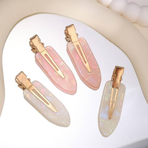 4 elegant mermaid pink and white seamless hair clips for womens bangs and makeup