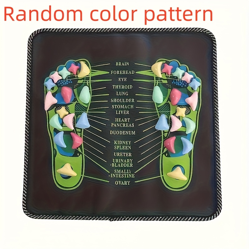 TEMU Acupressure Massage Mat For Feet - Non-electric Health Foot Reflexology Pad With Colorful Stones & Clear Pressure Points, Relaxation & Wellness,