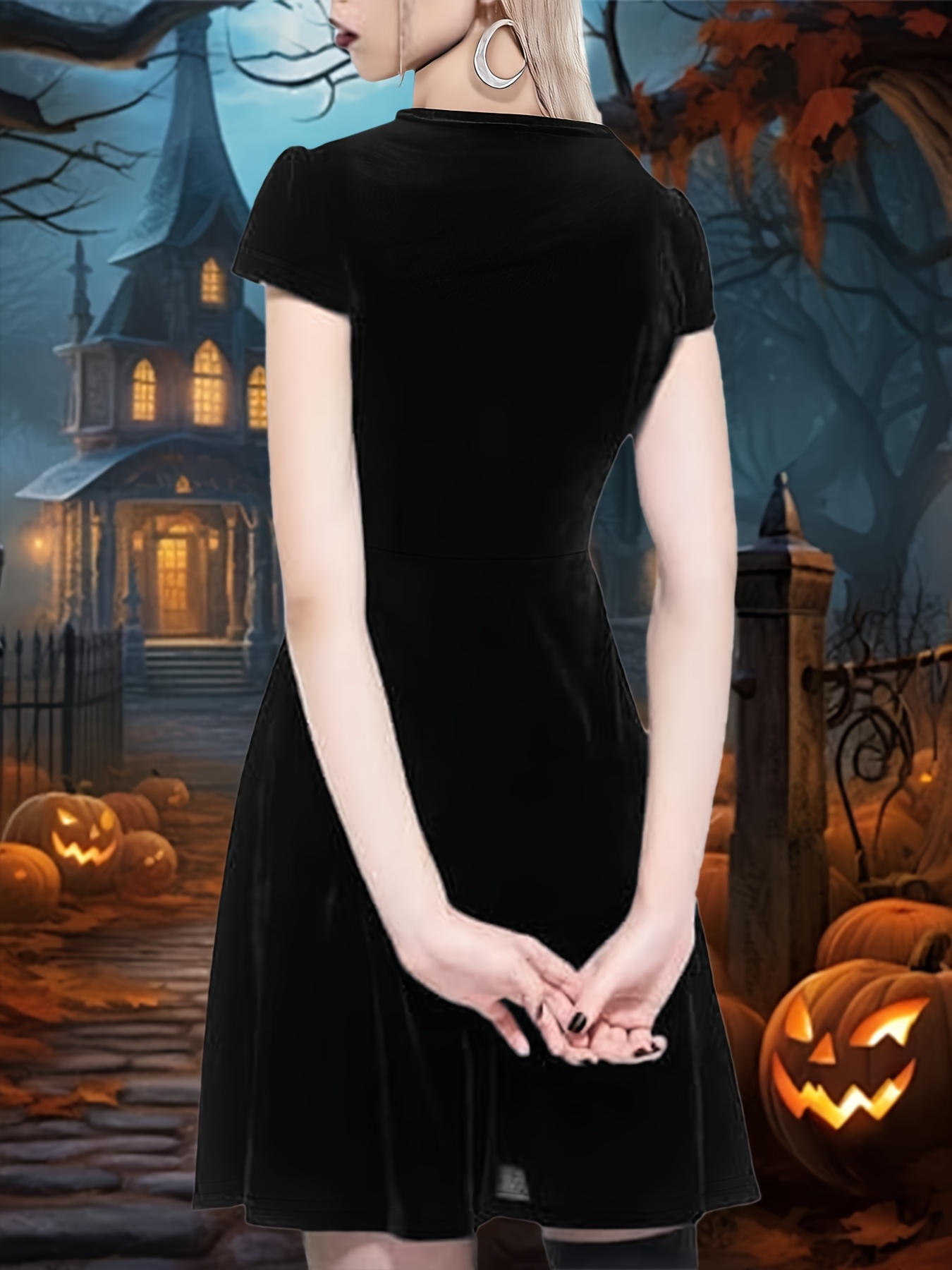 womens gothic dark halloween dress elegant black formal - Temu Cyprus