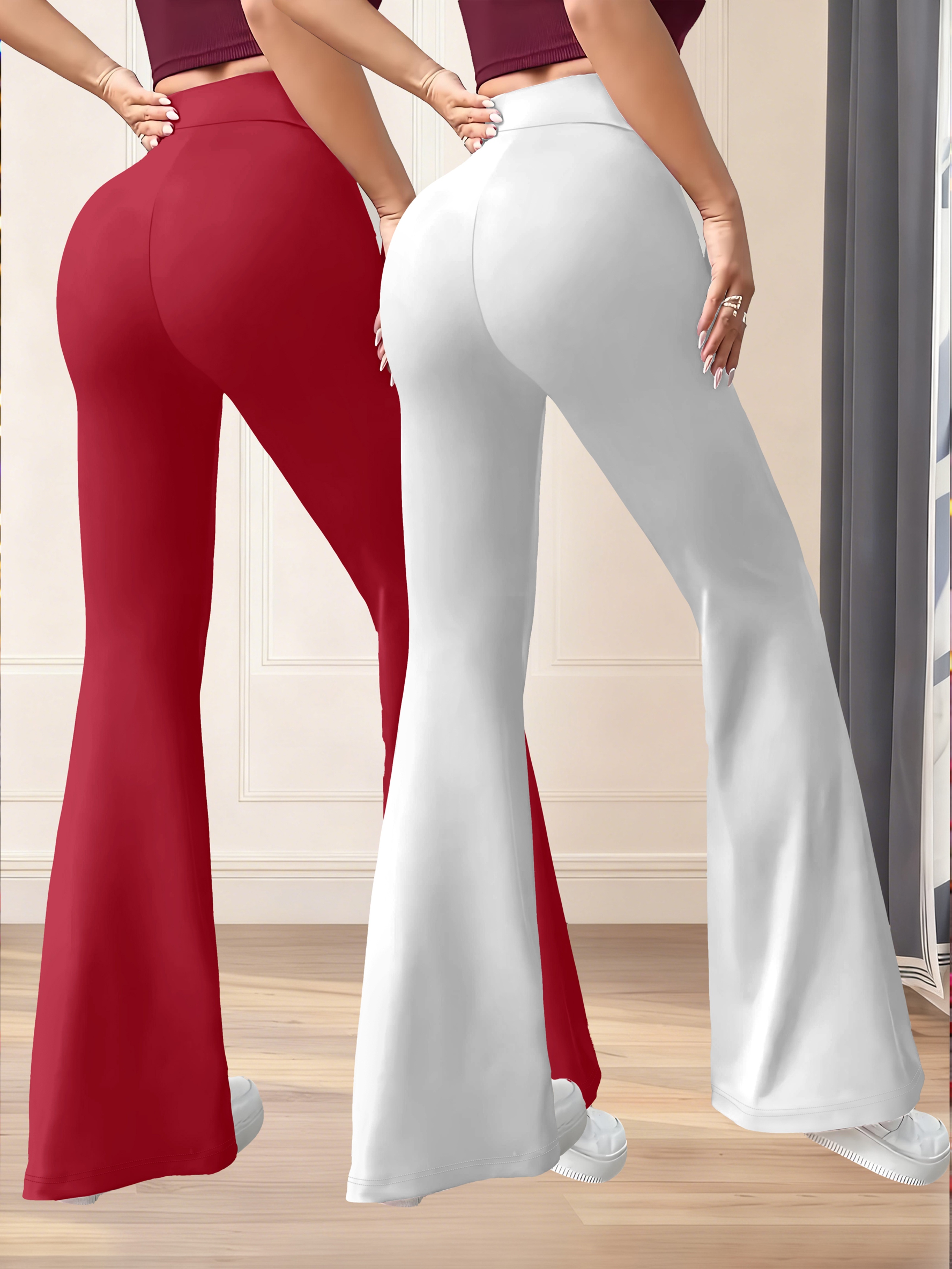 New Autumn Women's Clothing from Europe and America, NEW YORK & BROOKLYN Letter Print, Daily Casual Wear, Two-Pack of Comfortable Slim-Fit Stretch Tapered Straight-Leg Pants with Drawstring Waistband