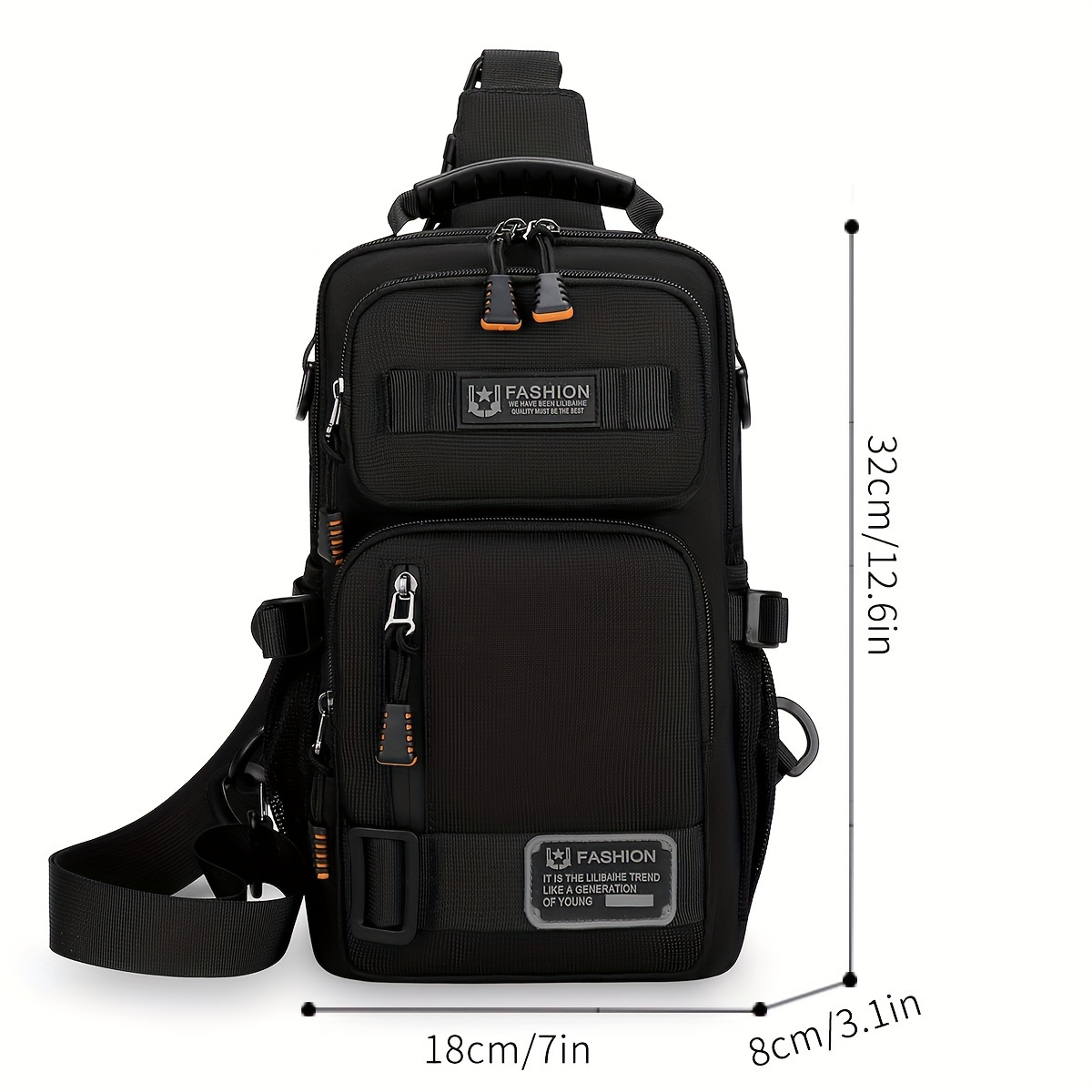 TEMU Multifunktionale Sport Brusttasche für Herren | Multi-Pocket Nylon Material | Outdoor Wandern Radfahren Crossbody Bag | Leicht und Bequem |