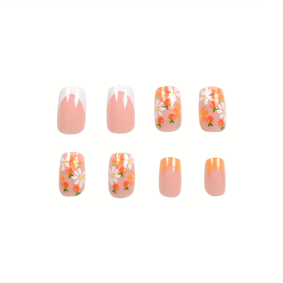 Conjunto De Unhas Postiças Com 24 Peças - Formato Quadrado Longo, Ponta 