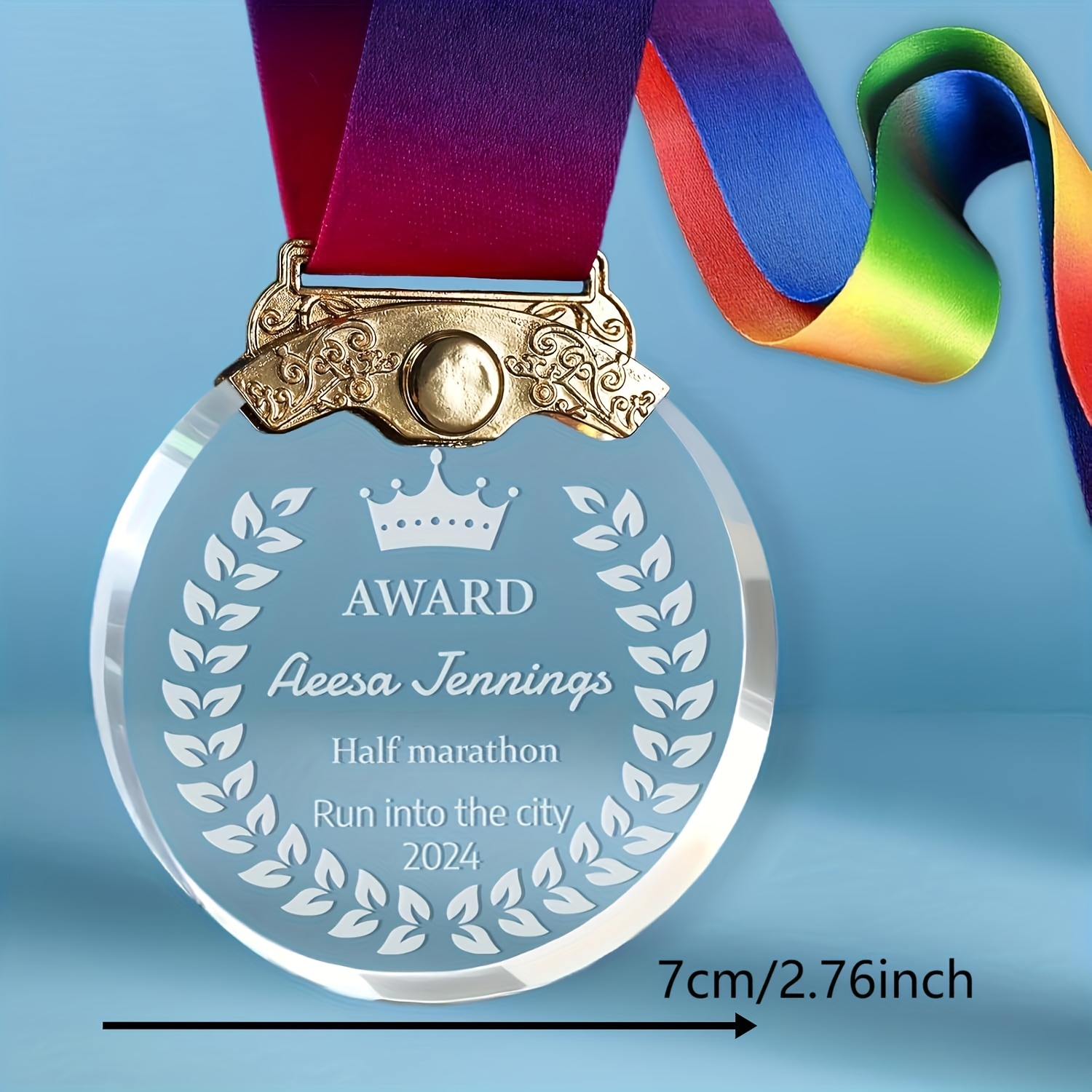 TEMU 1pc Personalized Custom Crystal Medal, Alloy Golden Silvery Bronze Metal Pendant, Diy First, Second, Third Mvp Winner, Diy Logo First Silvery