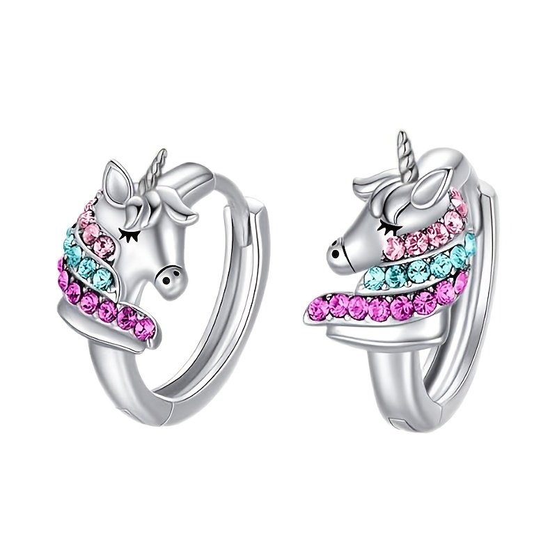 TEMU Une paire de boucles d'oreilles licorne mignonnes pour femmes, parfaites pour un usage ; un excellent cadeau pour et pour les anniversaires ou
