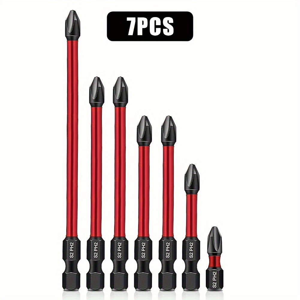 

7-pcs Power Drill Bits, Bits Magnetic Impact Drill Set, S2 Steel Magnetic Screwdriver Bits Ph2 Magnetic Anti Slip Screwdriver Bit Set-1/4 Hex Shank Screw Bits