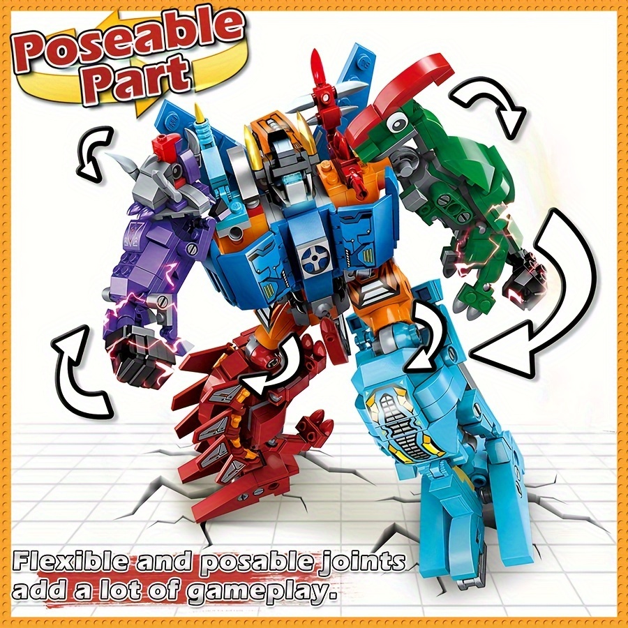 

Dinosaur Robot 6-in-1 Set, Toy Model Set Gifts For Children 6 And Older, Boys And Girls, 553 Pieces