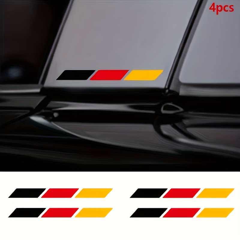 TEMU 4pcs German Flag Stickers-black, Red, And Yellow Vinyl Decals For Cars And Motorcycles; Easy-to-apply Gloss Finish; Patriotic Car Decor Suitable