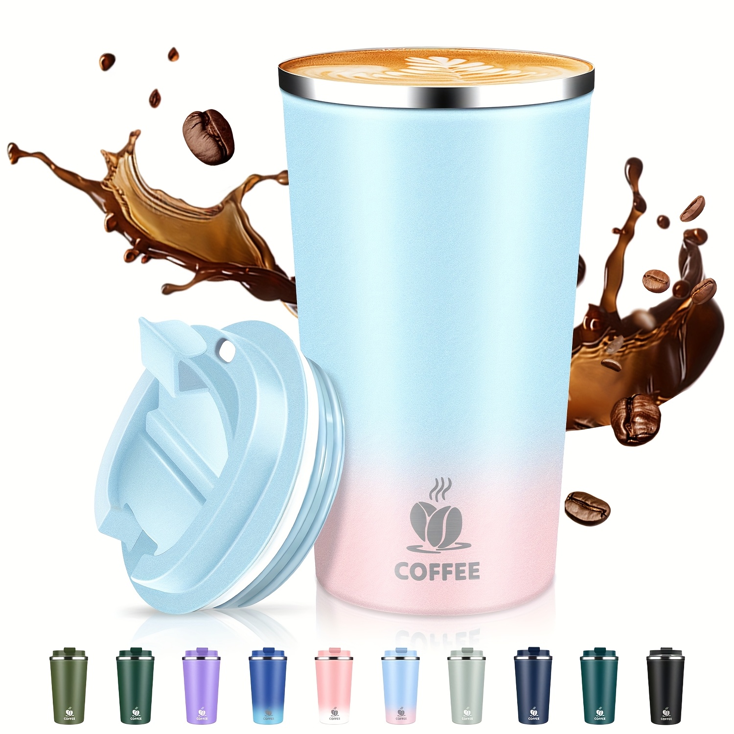 17oz Insulated Travel Coffee Mug With – Leakproof, High-quality Stainless Steel Tumbler For Drinks, Perfect For Camping, Office, Home, And , Coffee Travel Mug