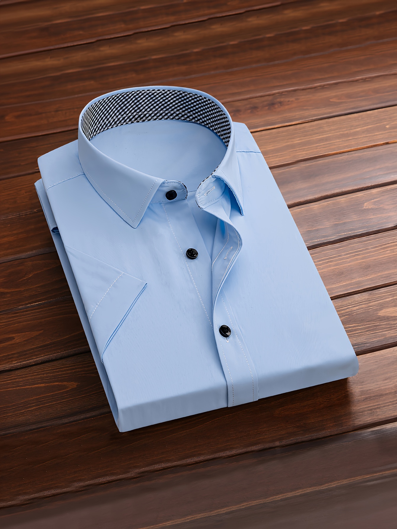 camicia a maniche corte blu chiaro casual estivo Temu Italy