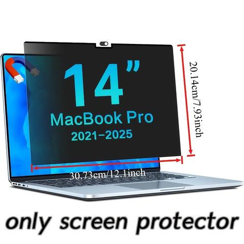 item picture magnetic privacy screen protector for 14 inch 2021 2022 2023 2024 m1 m2 m4 pro max removable laptop privacy filter shield with matte anti glare light