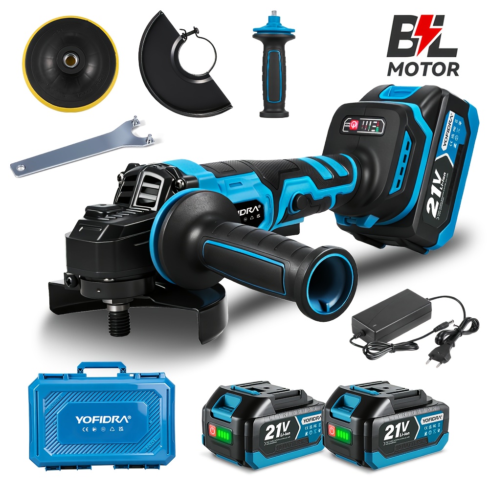 Cordless Brushless , 125mm Electric Polisher, With Protective Cover And Auxiliary Handle, For Home Diy, Industrial Grinding, Brushing And Polishing, Compatible With Makita 18v Battery