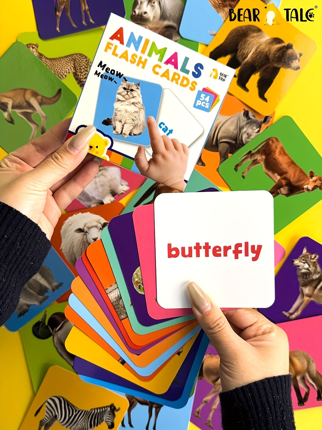 54pcs Zoo Animal Flash Cards, Sight Words Flash Cards with Real images, safe and big, Educational Toys for Preschool Activities, 3+ kids, Ideal festive Christmas, Holiday & Birthday, back to school Gifts, family parent-child game, interactive busy books, Learning Tools,, Colorful Design, Doublesided Cards, Tearresistant, Childsafe Edges, Educational Games, Teachers And Students, Homeschooling Supplies