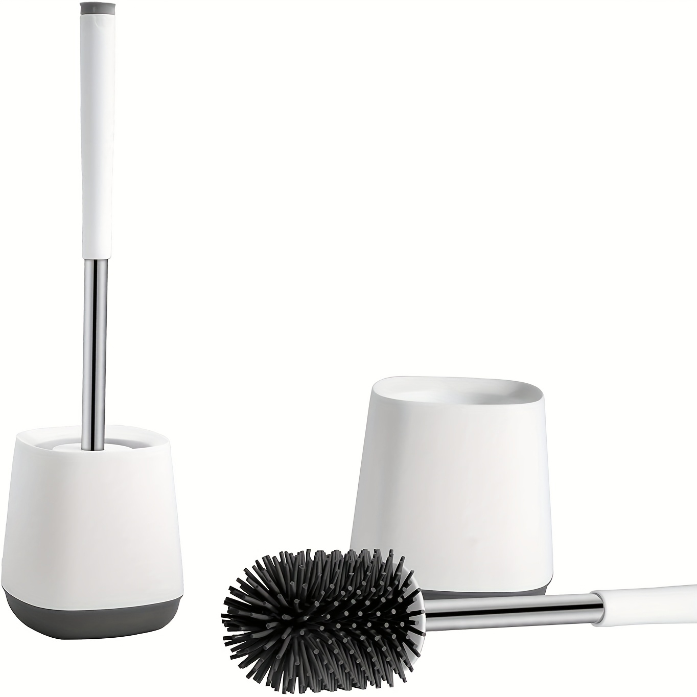 TEMU Silicone Toilet Cleaning Brush And Quick-drying Stand, , Bathroom Toilet Brush And Stand, Deep Cleaning Silicone Toilet Brush, Soft Bristle