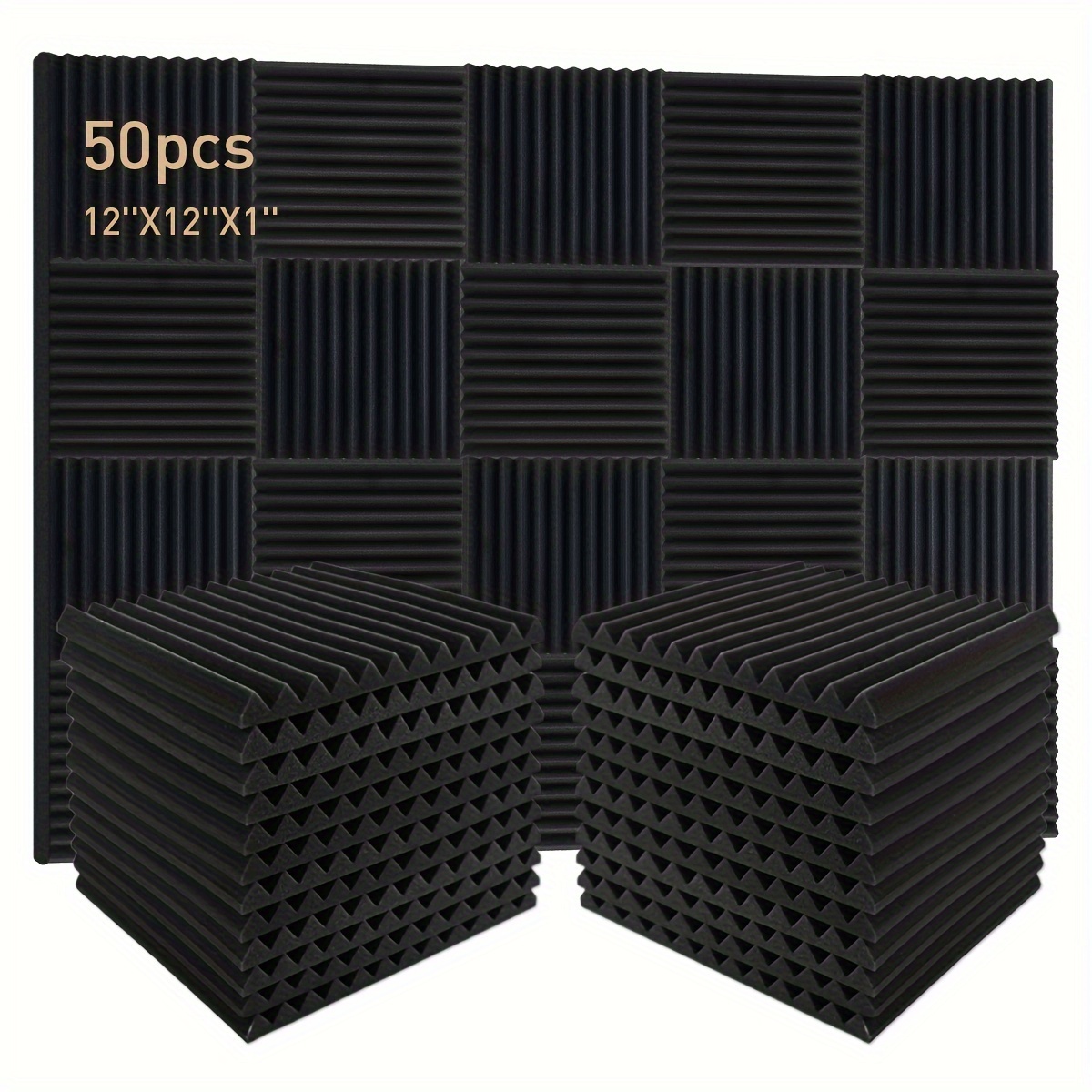 

50pcs Acoustic Foam Panels, 1"×12"×12" Soundproofing Wedges Fire Resistant Absorption Treatment Sponge